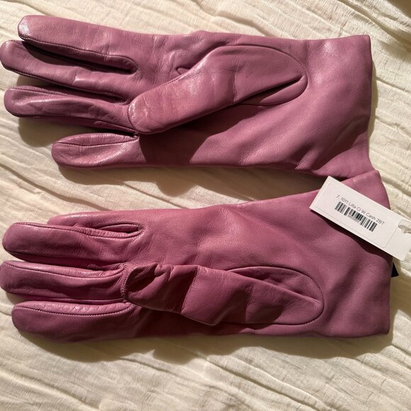 Sermoneta Gloves Lilac Leather lined w/ cashmere, Made in Italy, Size 7, NWT - Picture 2 of 6